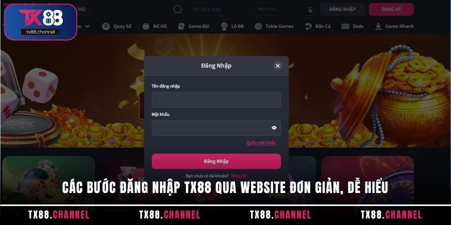 Các bước đăng nhập TX88 qua website đơn giản, dễ hiểu