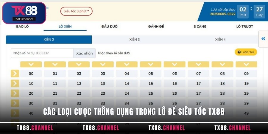 Các loại cược thông dụng trong lô đề siêu tốc TX88