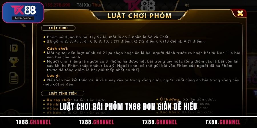 Luật chơi bài Phỏm TX88 đơn giản, dễ hiểu