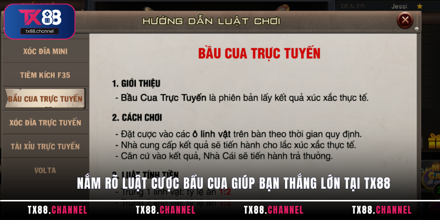 Nắm rõ luật cược Bầu Cua giúp bạn thắng lớn tại TX88