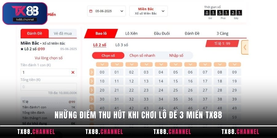 Những điểm thu hút khi chơi lô đề 3 miền TX88